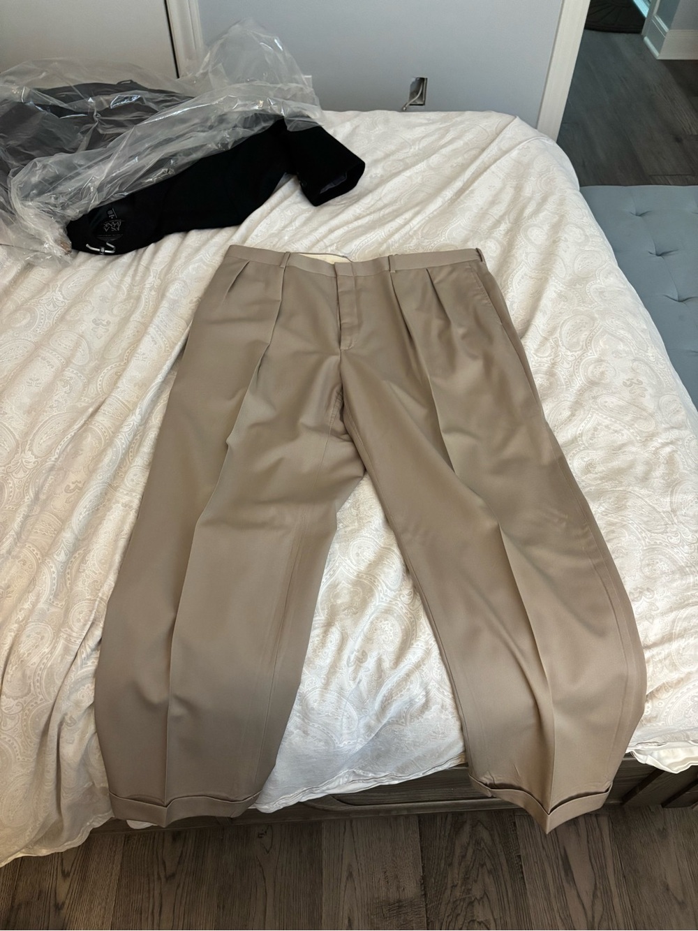 Men's Pleated Dress Trousers in Taupe
